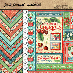 15 Sheets Large Retro Cherry of Life Paper for DIY Journal Decor