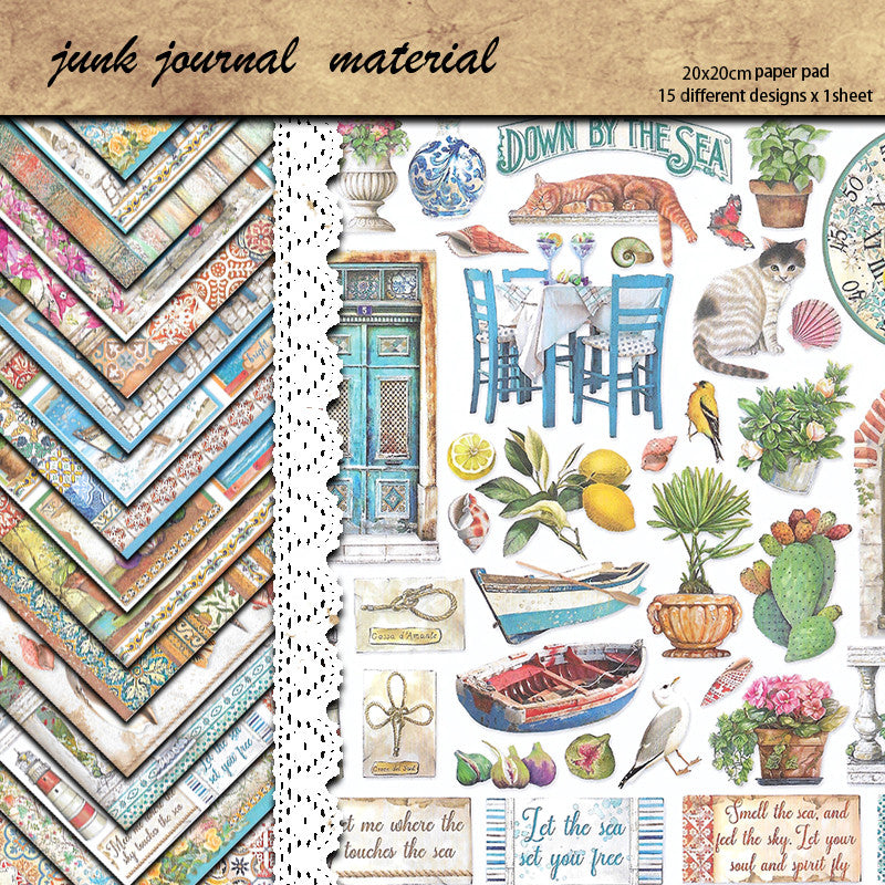 15pcs Retro Dream Material Paper Stickers DIY Tools for Student Stationery