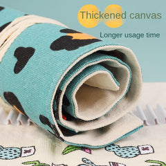 Canvas Pen Curtain 72 Holes Large Capacity Cat Cartoon Men And Women Pen Bag