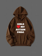 AUTISM SWAG Hoodie For Men Comfy Drawstring Hooded Pullover