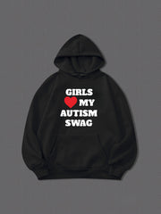 AUTISM SWAG Hoodie For Men Comfy Drawstring Hooded Pullover