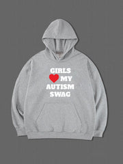 AUTISM SWAG Hoodie For Men Comfy Drawstring Hooded Pullover