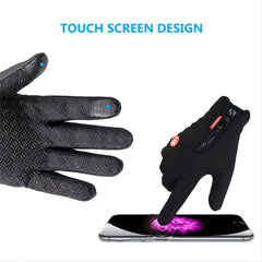 Men's Winter Waterproof Touch Screen Gloves Outdoor Full Finger Anti Slip Zipper