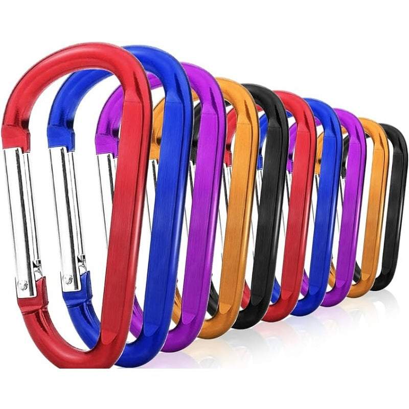10pcs Aluminum Spring Snap Hook Carabiner Metal Keychain Buckle