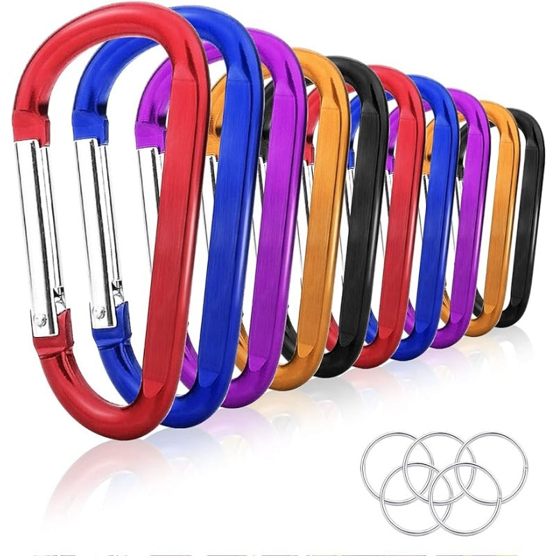 10pcs Aluminum Spring Snap Hook Carabiner Metal Keychain Buckle