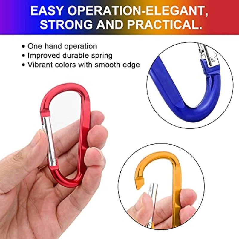 10pcs Aluminum Spring Snap Hook Carabiner Metal Keychain Buckle