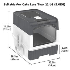 Enclosed Cat Litter Box Anti Splash Front Flap Door & Toy Entry