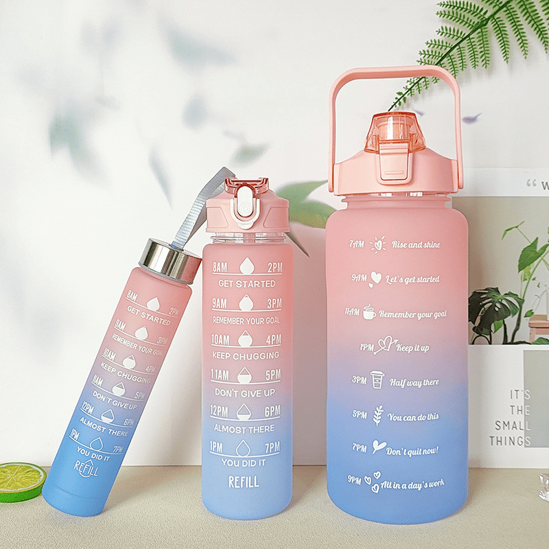 3pcs Gradient Water Bottles 2000 900 280ml PC Material Outdoor Camping Hiking