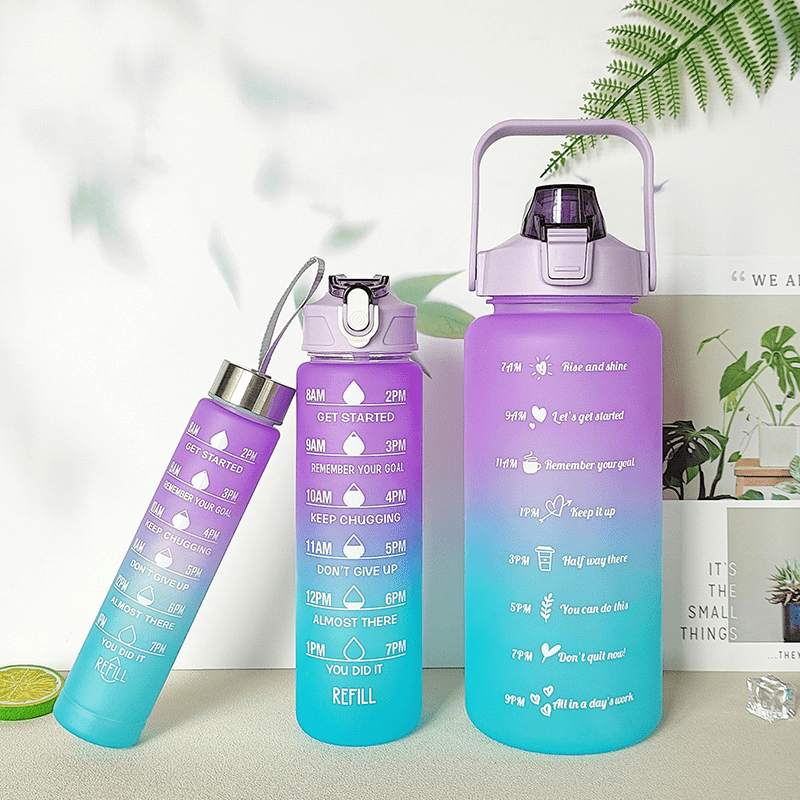 3pcs Gradient Water Bottles 2000 900 280ml PC Material Outdoor Camping Hiking