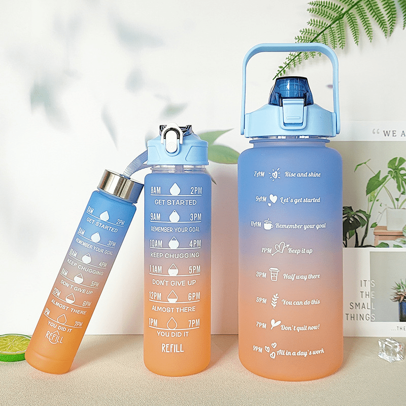 3pcs Gradient Water Bottles 2000 900 280ml PC Material Outdoor Camping Hiking