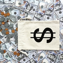 6pcs Dollar Canvas Drawstring Money Bags With Dollar Sign