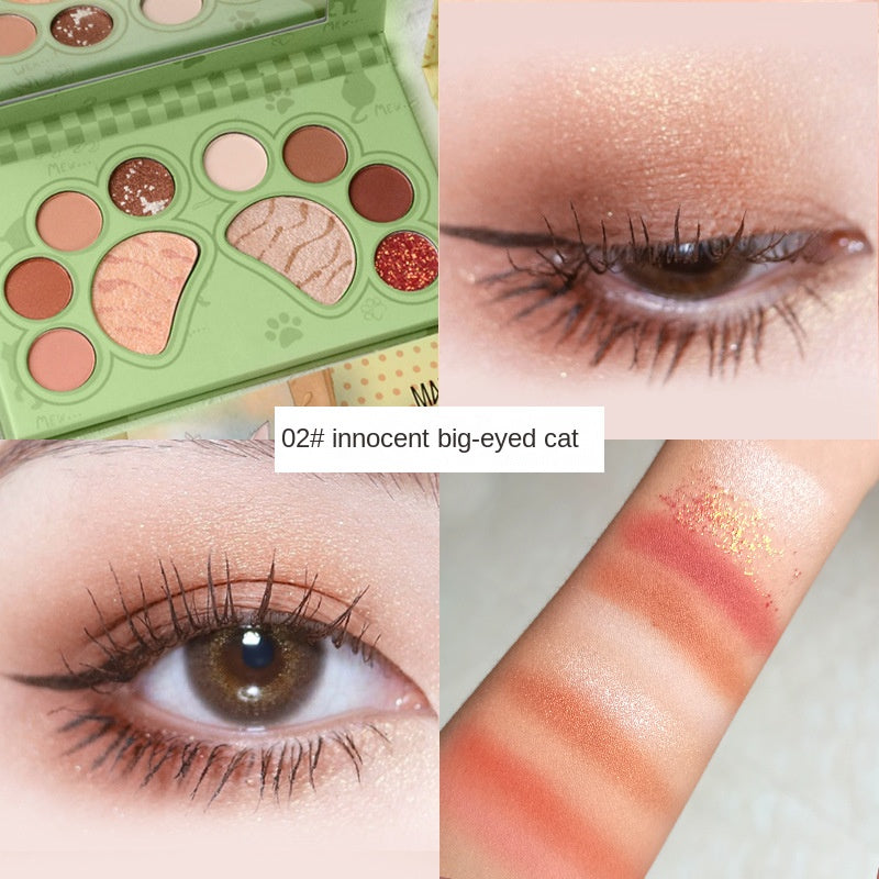 10 Colors Matte Pearly Eyeshadow Palette in Cat Paw Shape
