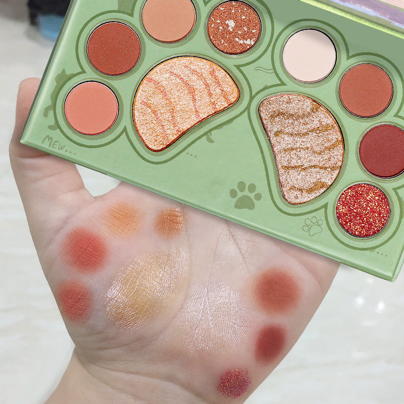 10 Colors Matte Pearly Eyeshadow Palette in Cat Paw Shape