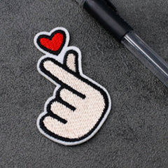 Kpop Finger Heart Embroidery Patch Iron On Patches For Backpacks Hat Bag