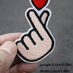 Kpop Finger Heart Embroidery Patch Iron On Patches For Backpacks Hat Bag
