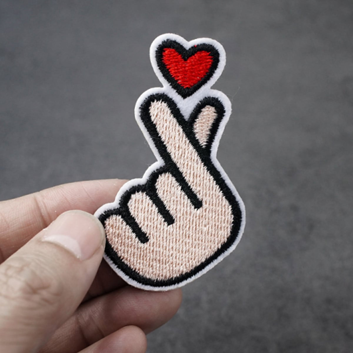 Kpop Finger Heart Embroidery Patch Iron On Patches For Backpacks Hat Bag