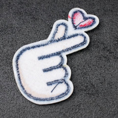 Kpop Finger Heart Embroidery Patch Iron On Patches For Backpacks Hat Bag
