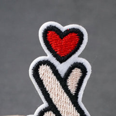 Kpop Finger Heart Embroidery Patch Iron On Patches For Backpacks Hat Bag