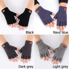 Knitted Alpaca Wool Fingerless Gloves Warm Elastic Driving Gloves