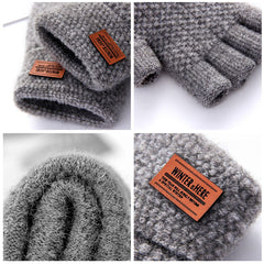 Knitted Alpaca Wool Fingerless Gloves Warm Elastic Driving Gloves
