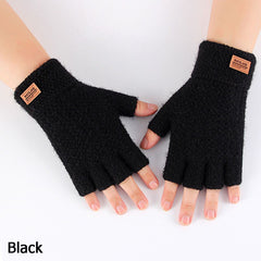 Knitted Alpaca Wool Fingerless Gloves Warm Elastic Driving Gloves