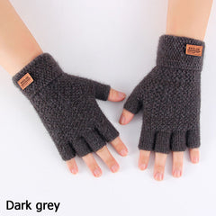 Knitted Alpaca Wool Fingerless Gloves Warm Elastic Driving Gloves