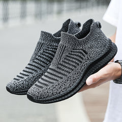 Women's Striped Mesh Slip-On Sneakers for Outdoor Activities