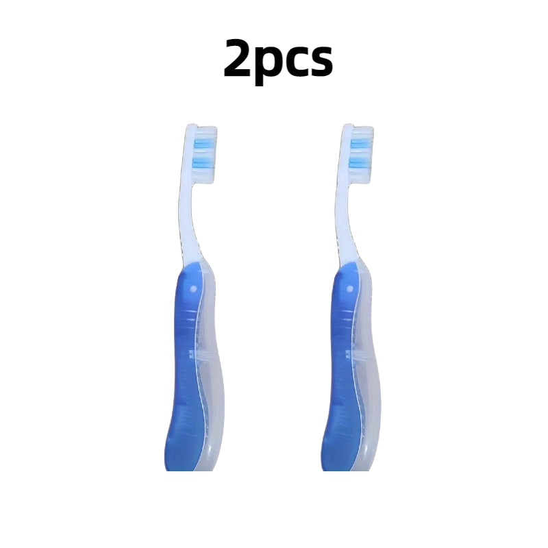 2pcs Foldable Travel Toothbrush Mini Portable Camping Hiking Outdoor Toothbrush