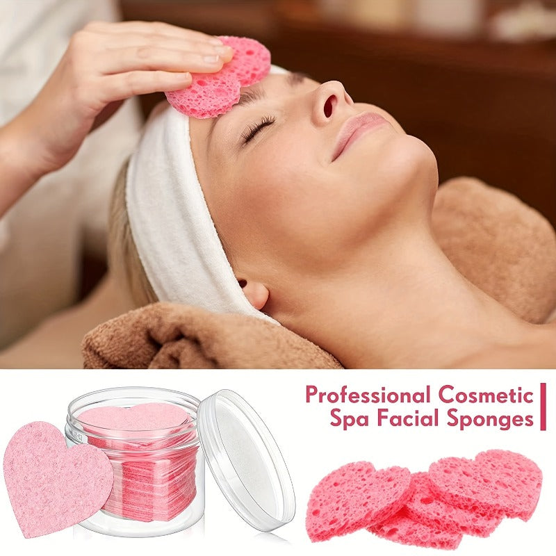 2pcs Heart Shape Facial Sponges With Container