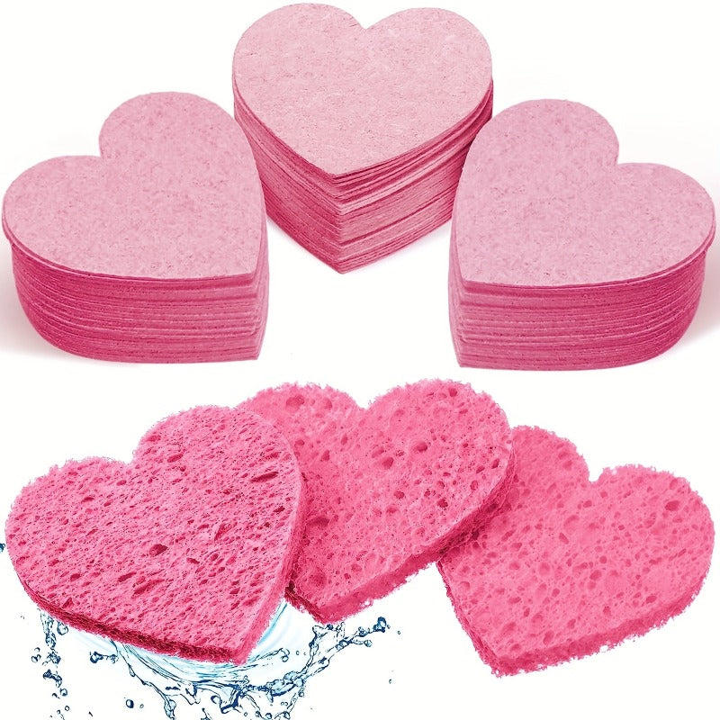 2pcs Heart Shape Facial Sponges With Container