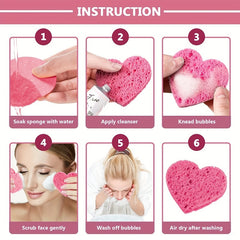 2pcs Heart Shape Facial Sponges With Container