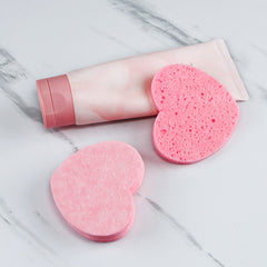 2pcs Heart Shape Facial Sponges With Container
