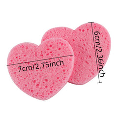 2pcs Heart Shape Facial Sponges With Container