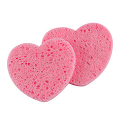 2pcs Heart Shape Facial Sponges With Container