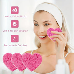 2pcs Heart Shape Facial Sponges With Container