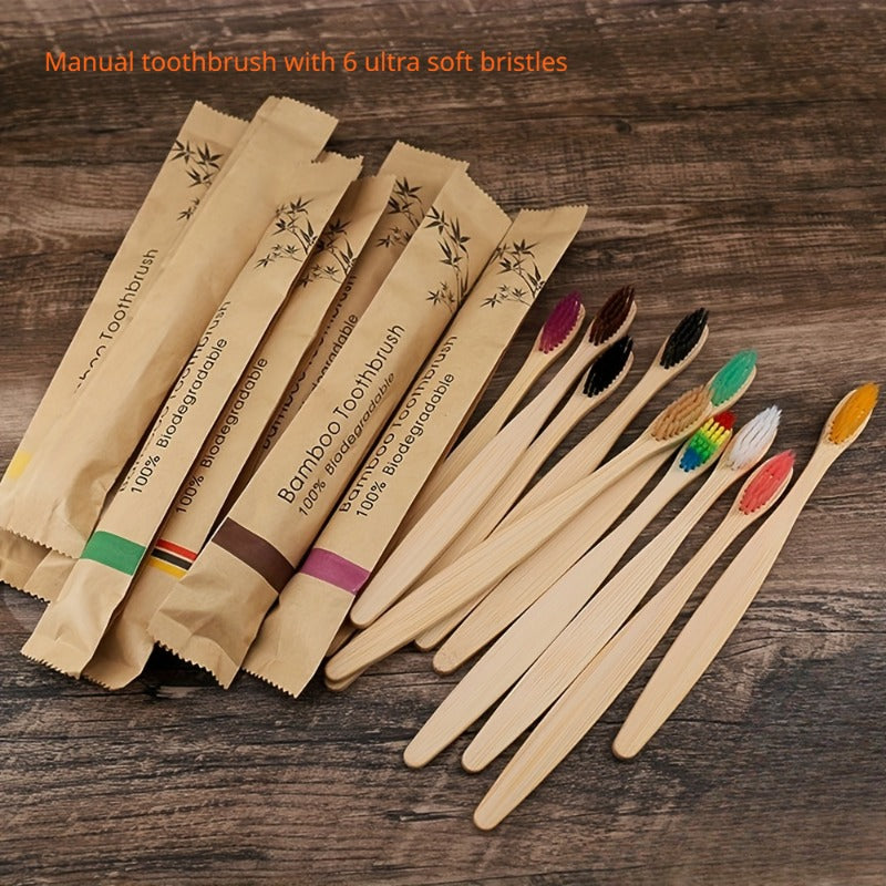 6pcs Bamboo Toothbrushes Ultra Soft Bristles for Sensitive Teeth
