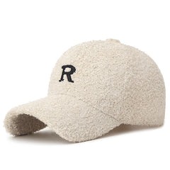 Winter Embroidery Letter Baseball Hat Warm Outdoor Cap
