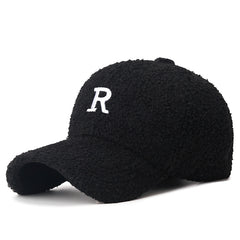 Winter Embroidery Letter Baseball Hat Warm Outdoor Cap