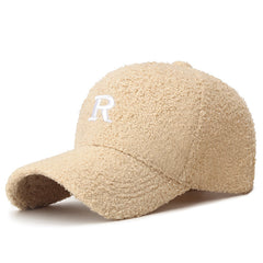 Winter Embroidery Letter Baseball Hat Warm Outdoor Cap