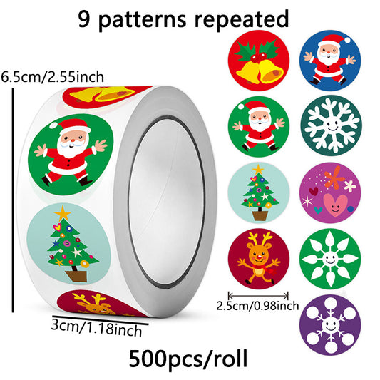 500pcs Roll Christmas Stickers Santa Claus Holiday Decoration Self-adhesive Stic