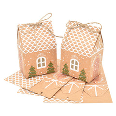 5pcs Christmas House Candy Box Gift Bags for DIY Xmas Cookie Packaging