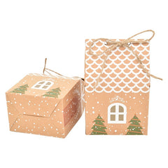 5pcs Christmas House Candy Box Gift Bags for DIY Xmas Cookie Packaging