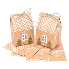 5pcs Christmas House Candy Box Gift Bags for DIY Xmas Cookie Packaging