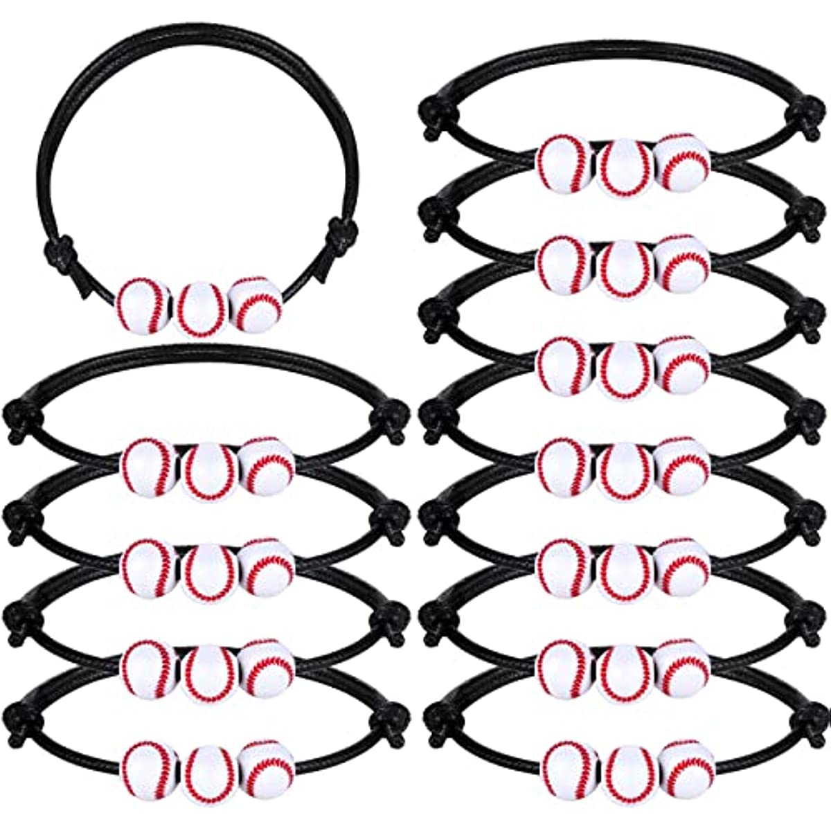12 Pack Baseball Bracelets for Sports Birthday Parties & Favors