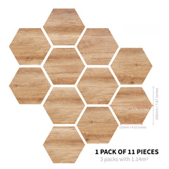 Geometric Wood Grain Self-adhesive Floor Stickers - 11pcs Set