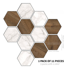 Geometric Wood Grain Self-adhesive Floor Stickers - 11pcs Set