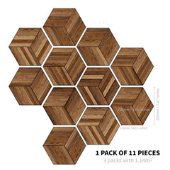 11pcs Geometric Pattern Marble Floor Stickers Waterproof Anti-slip