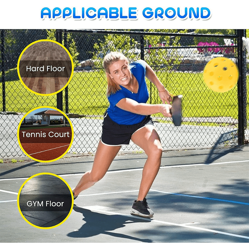 6PCS 40 Hole 74mm PE Pickleball Outdoor Fun & Training