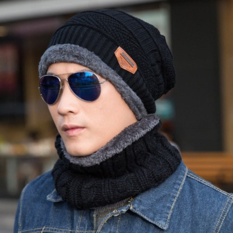 Winter Beanie Hat & Scarf Set Knitted Warm Thick Neck Gaiter Men Women