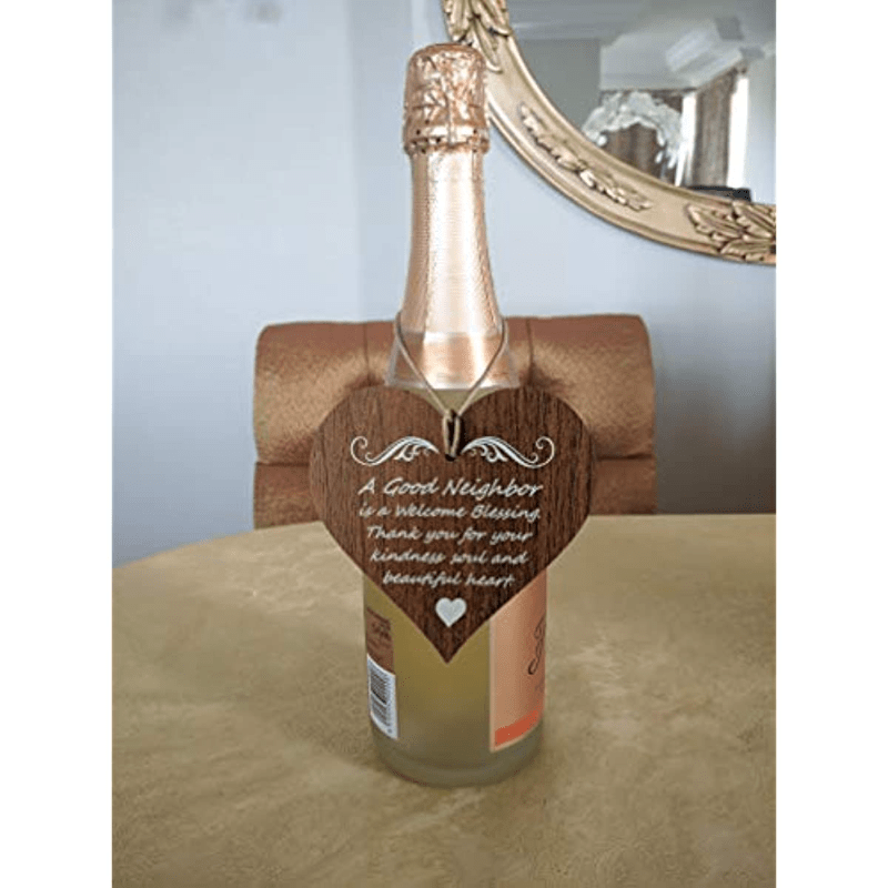Good Neighbor Wooden Heart Hang Tag Sign Gift